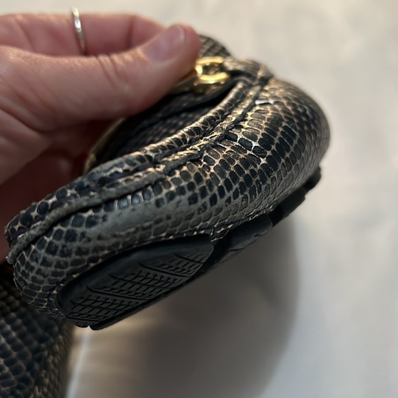 Driver Club USA “Hollywood” Navy/Gold Leather Snake Embossed Driving Moccasins - Picture 7 of 9